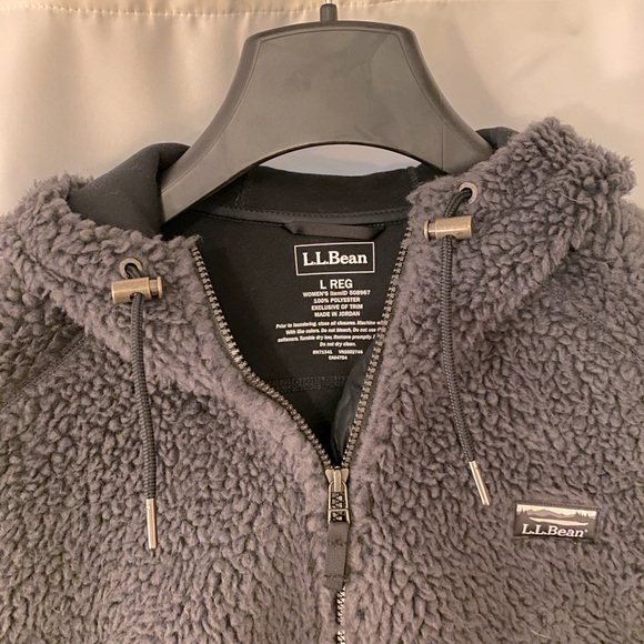 LL Bean Women's Mountain Pile Fleece Coat - Alloy Gray Large - Picture 3 of 3
